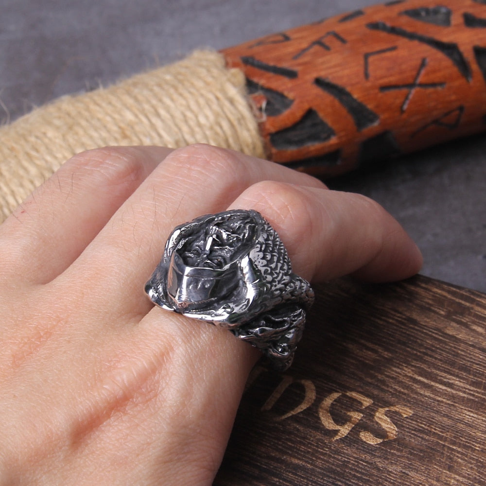 ODIN AND RAVENS RING - STAINLESS STEEL