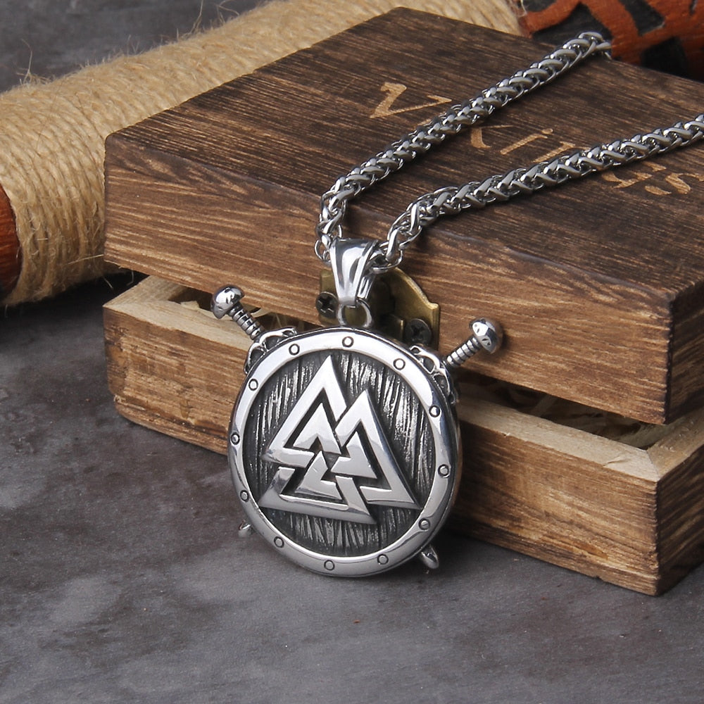 VALKNUT BUCKLER PENDANT - STAINLESS STEEL