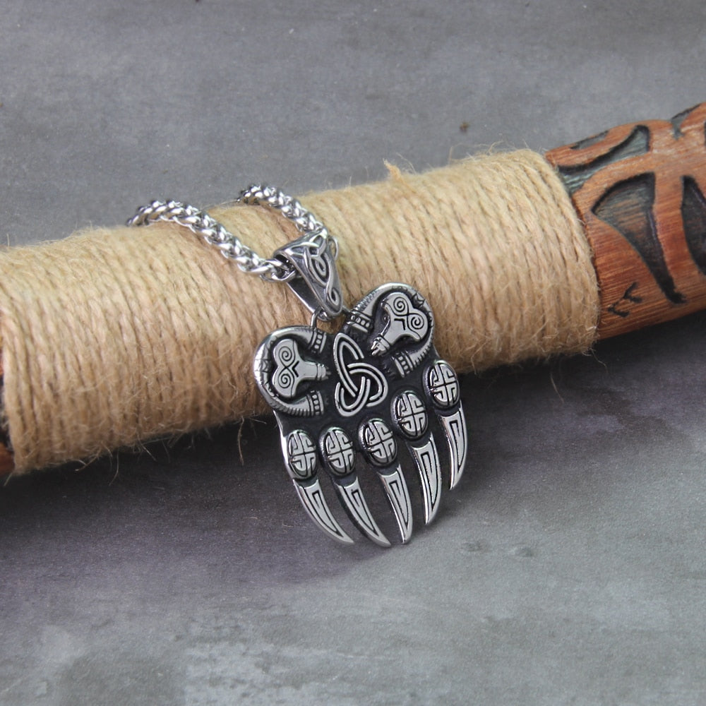 BEAR PAW MEDALLION - STAINLESS STEEL