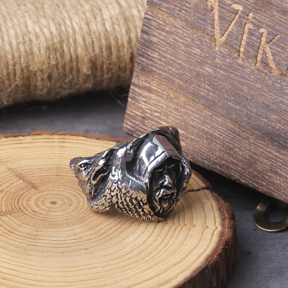 ODIN AND RAVENS RING - STAINLESS STEEL