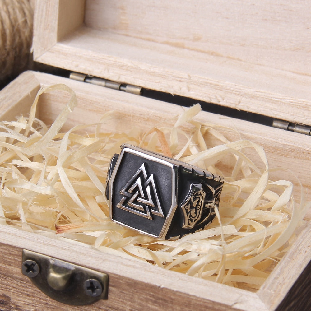 VALKNUT OF AWE RING - STAINLESS STEEL