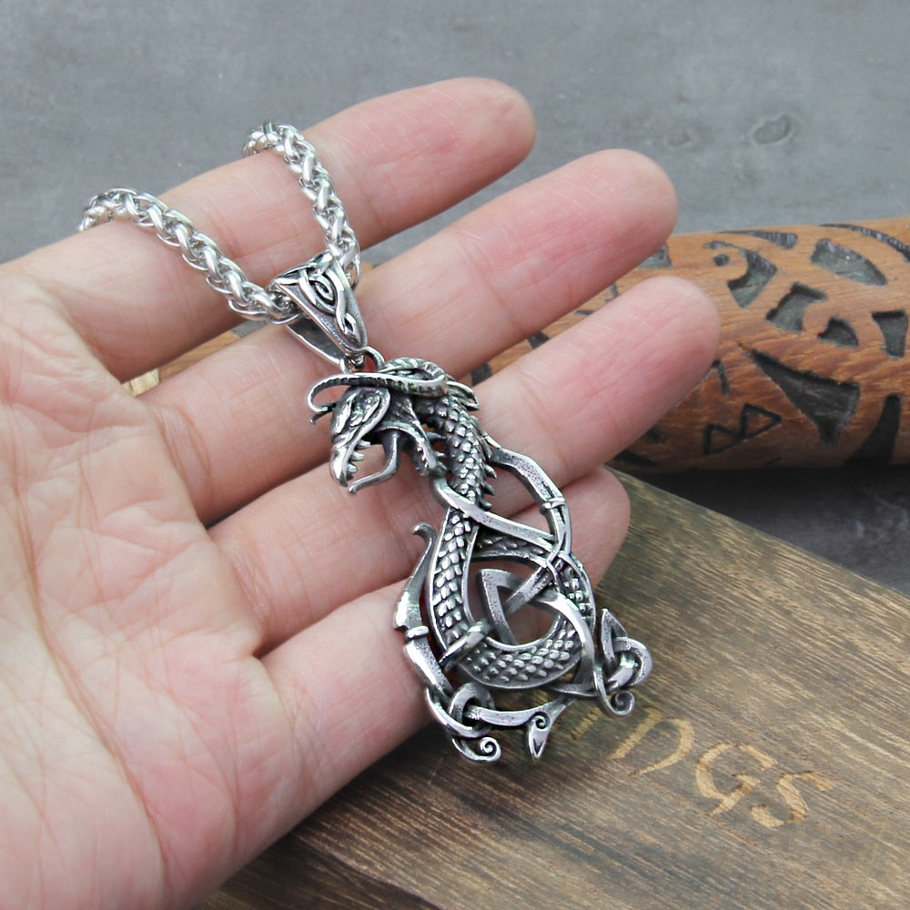 INTERTWINED DRAGON NECKLACE - STAINLESS STEEL