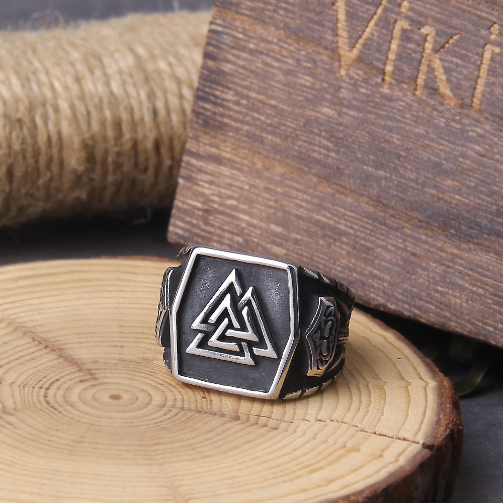 VALKNUT OF AWE RING - STAINLESS STEEL