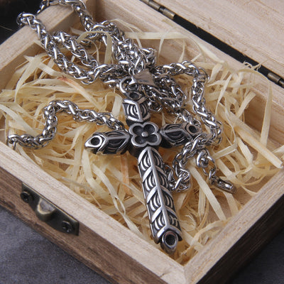 PLUNDERED CROSS-  STAINLESS STEEL
