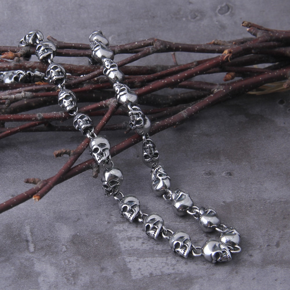 SKULL CHARM NECKLACE - STAINLESS STEEL