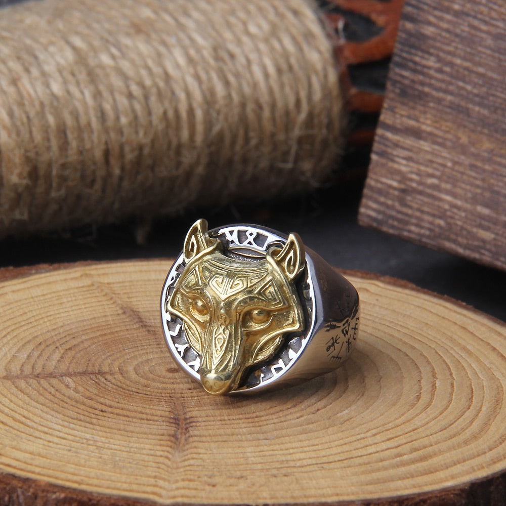 RUNIC FENRIR WOLF RING - STAINLESS STEEL