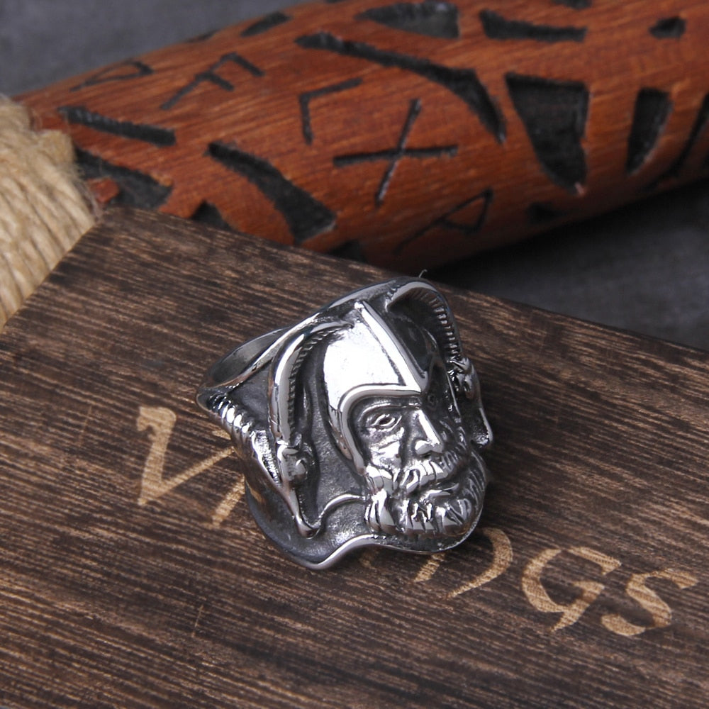 HORNED ODIN RING - STAINLESS STEEL