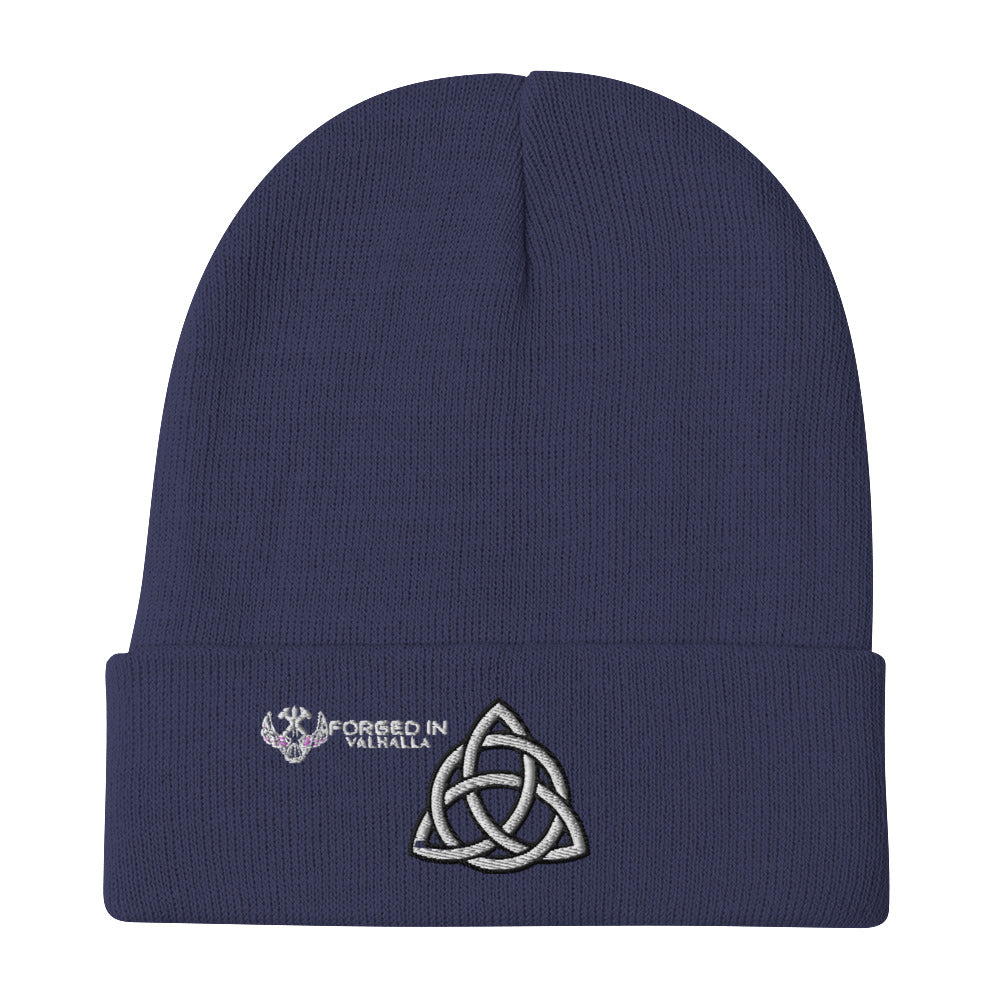 Simple Trinity Knot Embroidered Beanie