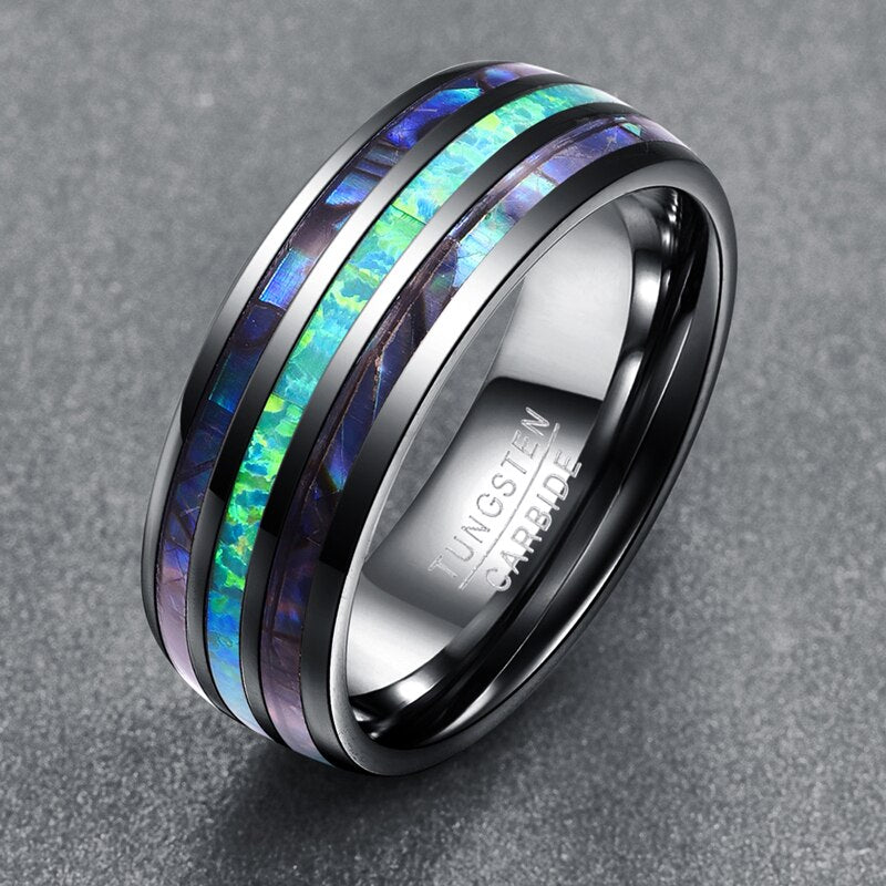 NIX RING - ABALONE SHELL TUNGSTEN