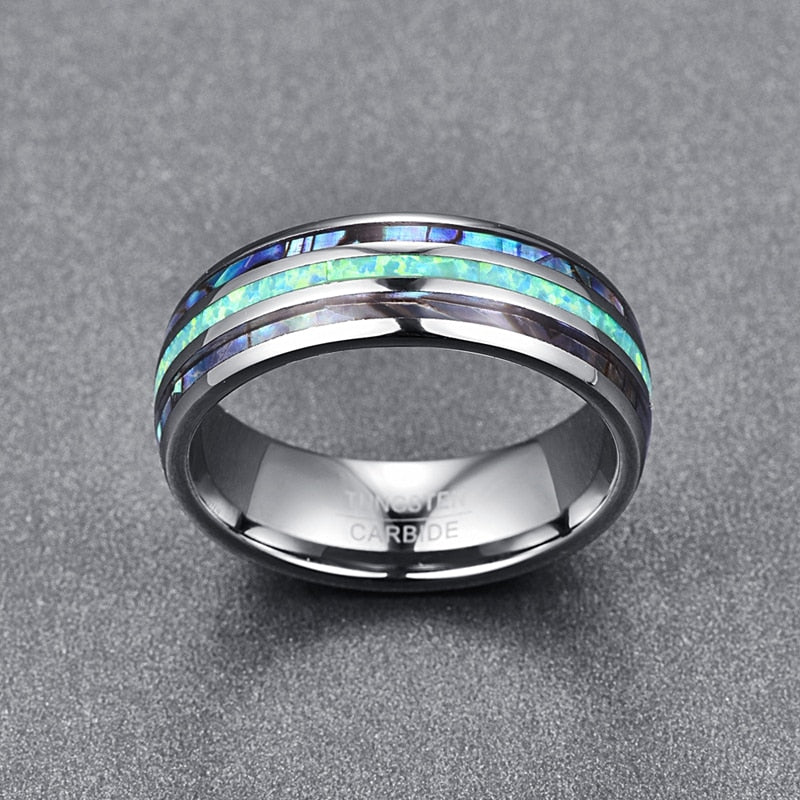 NIX RING - ABALONE SHELL TUNGSTEN