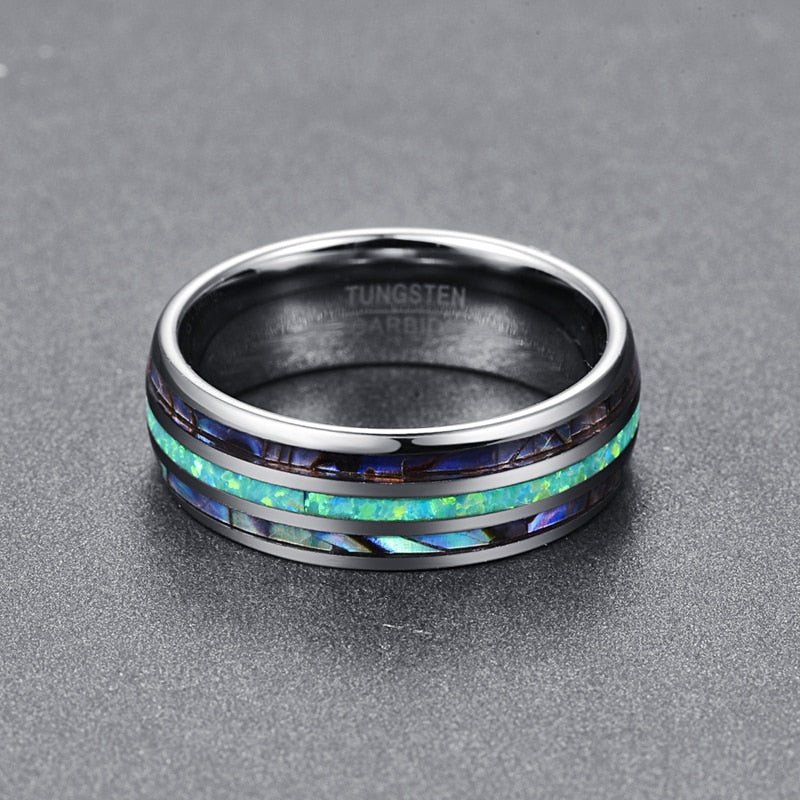 NIX RING - ABALONE SHELL TUNGSTEN