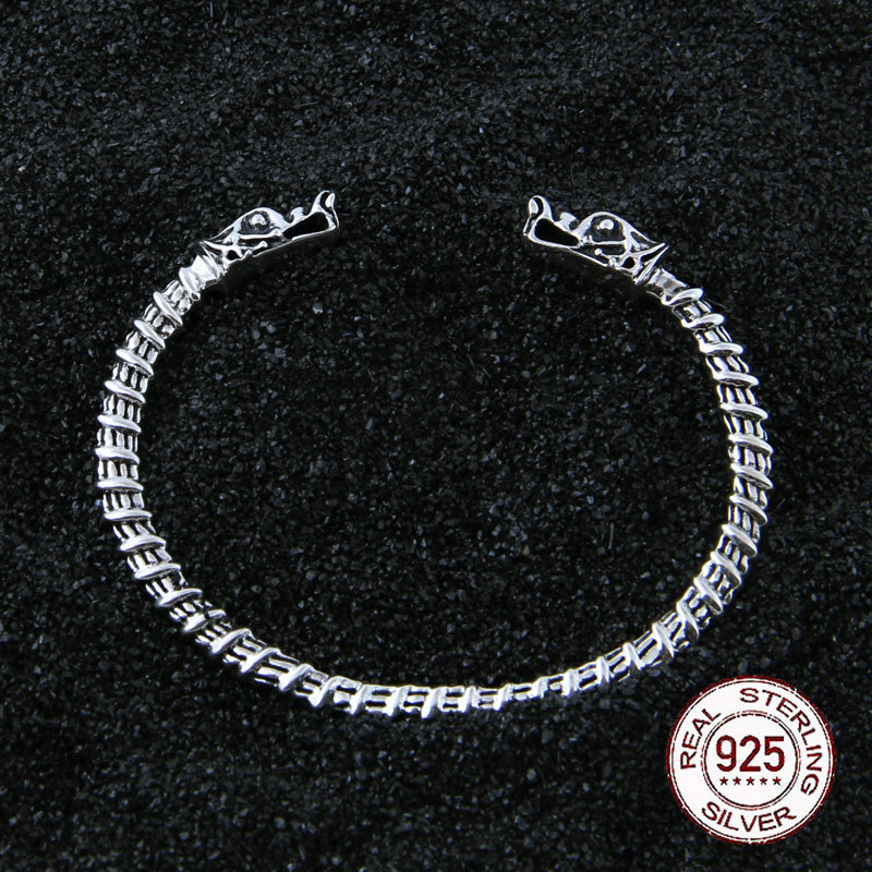 DRAGON SWIRL BANGLE- STERLING SILVER