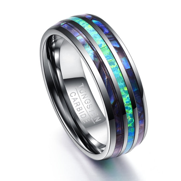 NIX RING - ABALONE SHELL TUNGSTEN