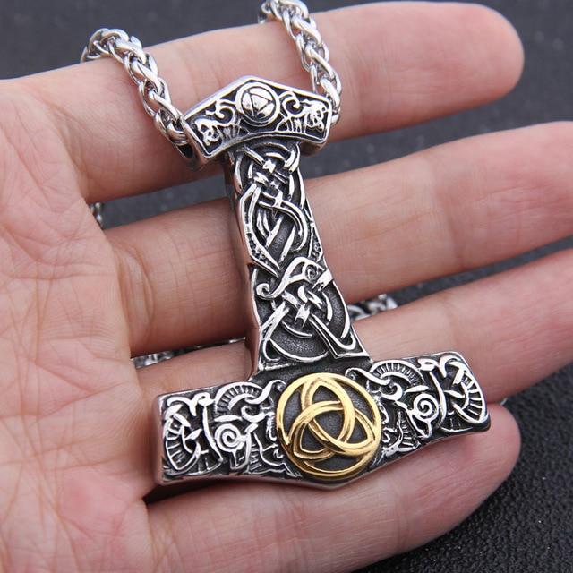 GOLDEN KNOT THOR'S HAMMER - STAINLESS STEEL - Forged in Valhalla