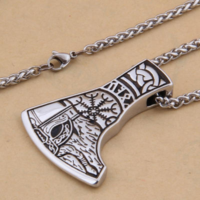 HELM OF AWE AXE PENDANT - STAINLESS STEEL - Forged in Valhalla