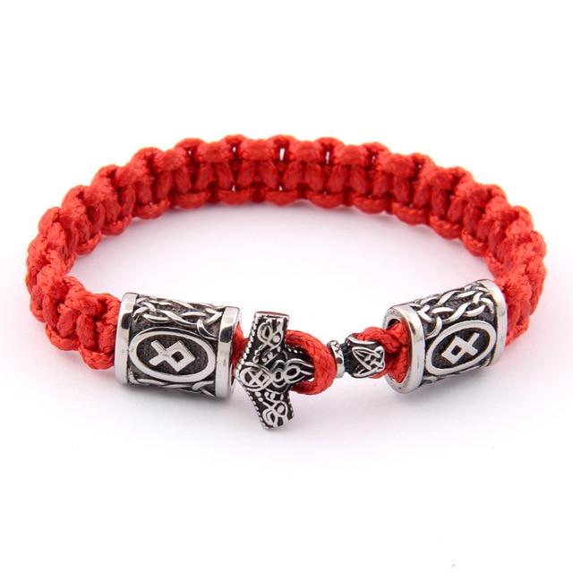 MULTICOLOR THOR'S HAMMER CELTIC CLOTH BRACELET - STAINLESS STEEL - Forged in Valhalla