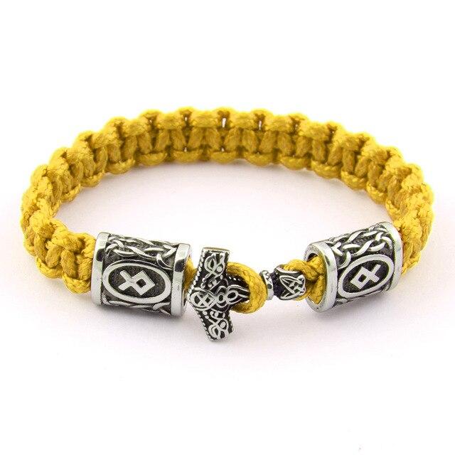 MULTICOLOR THOR'S HAMMER CELTIC CLOTH BRACELET - STAINLESS STEEL - Forged in Valhalla