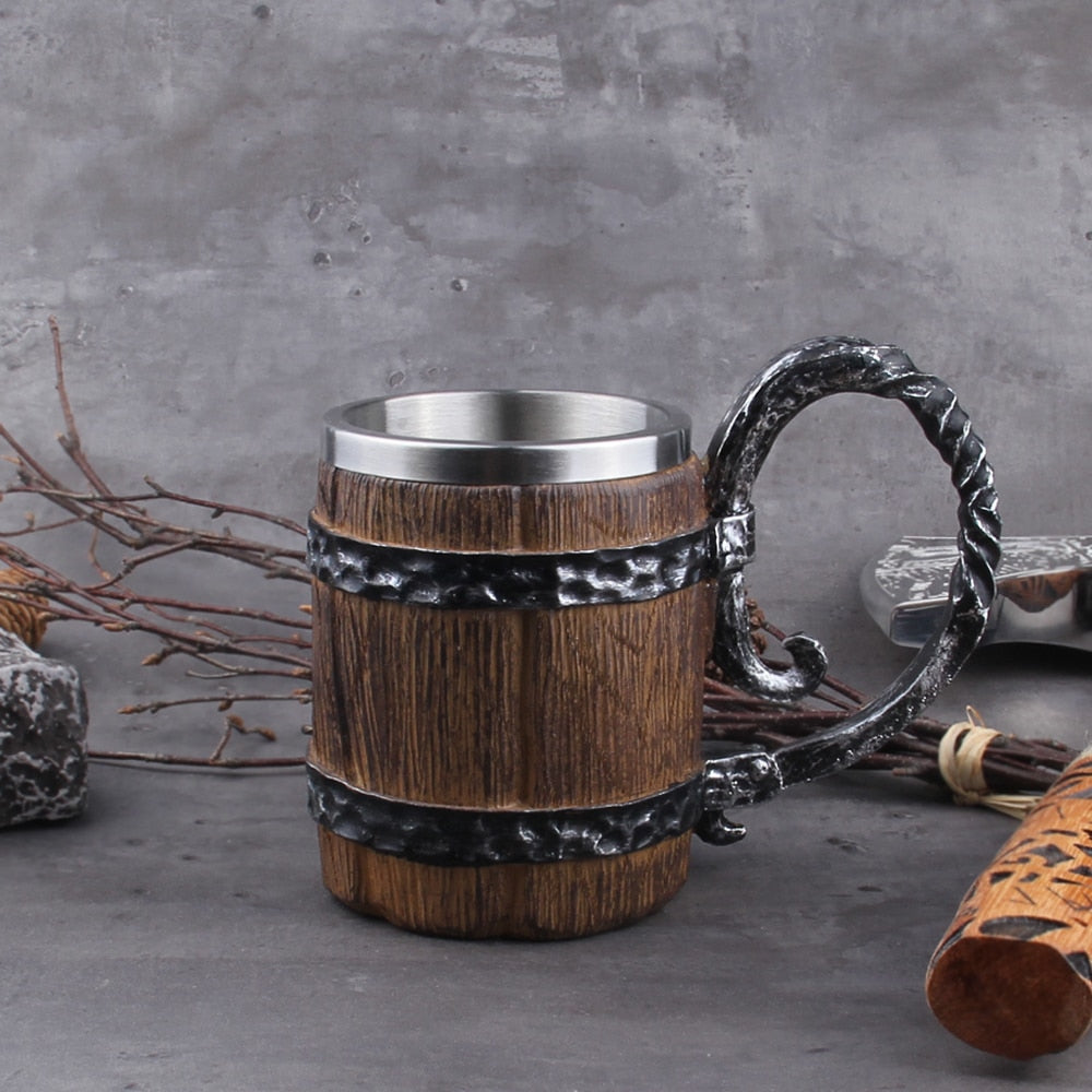 HUGE VIKING STYLED SKULL MUG- STAINLESS STEEL - Forged in Valhalla