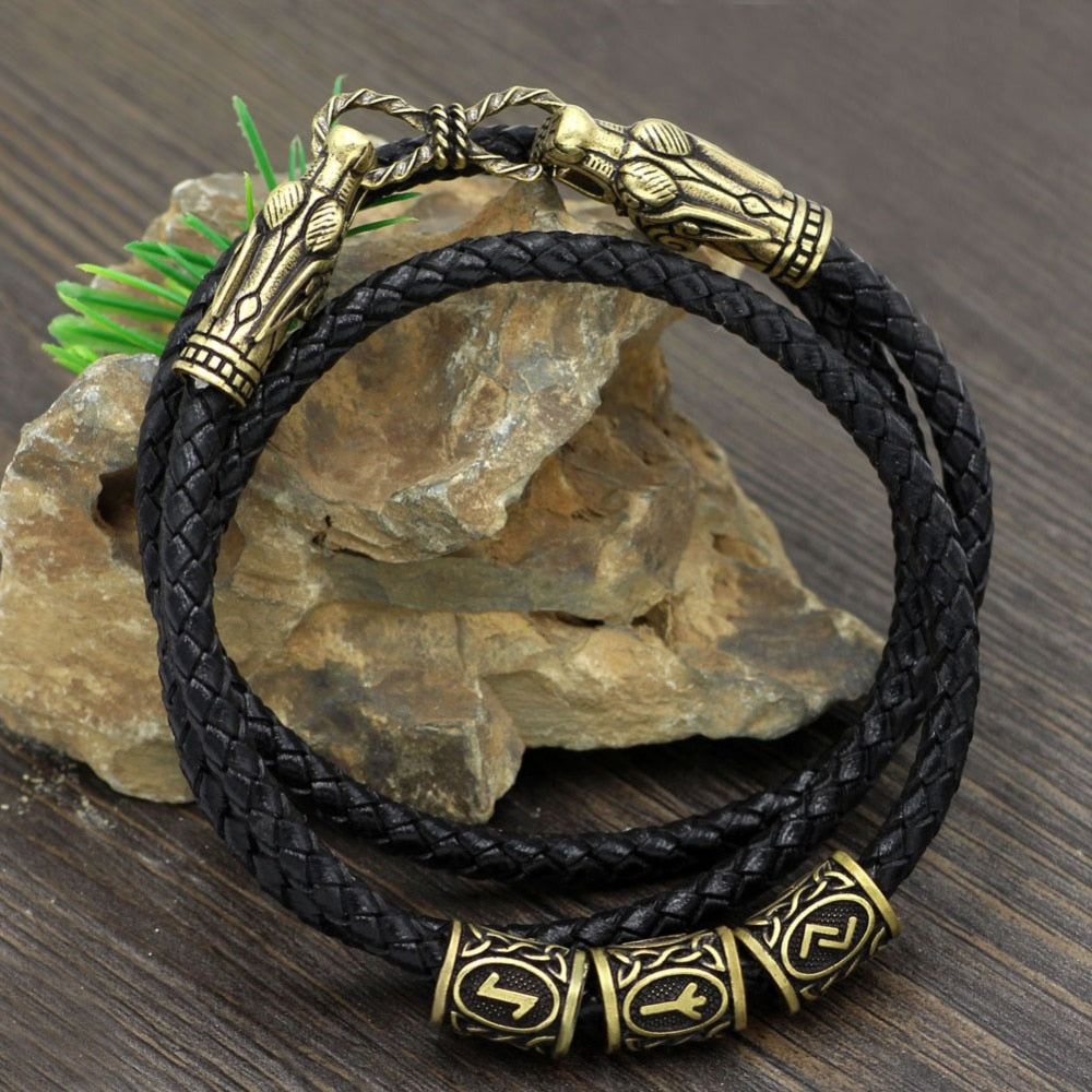 NORDIC LEATHER BRACELET DRAGON HEAD - Forged in Valhalla