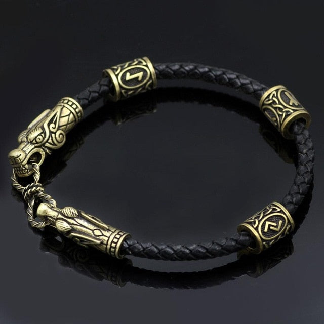 NORDIC LEATHER BRACELET DRAGON HEAD - Forged in Valhalla