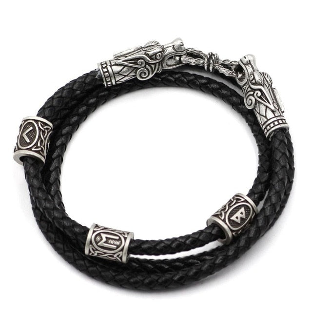 NORDIC LEATHER BRACELET DRAGON HEAD - Forged in Valhalla