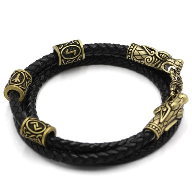 NORDIC LEATHER BRACELET DRAGON HEAD - Forged in Valhalla