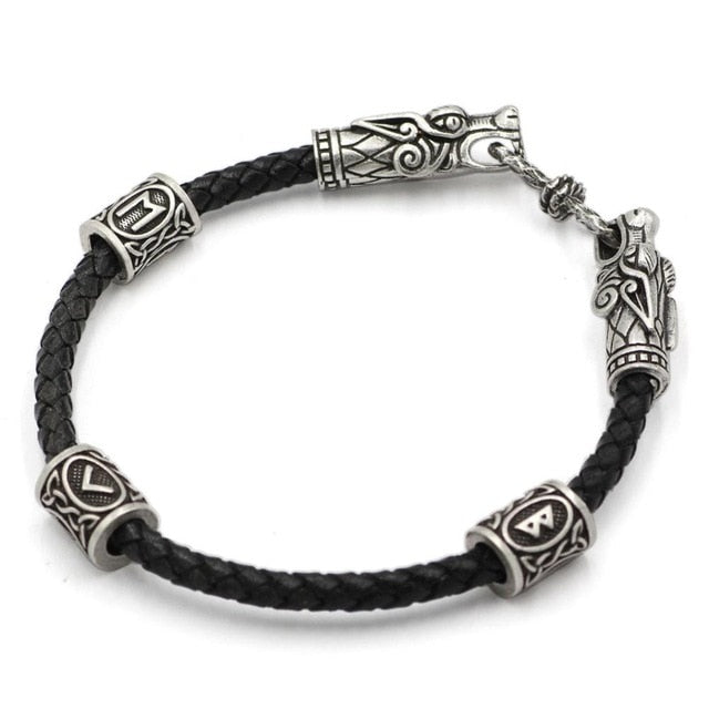 NORDIC LEATHER BRACELET DRAGON HEAD - Forged in Valhalla