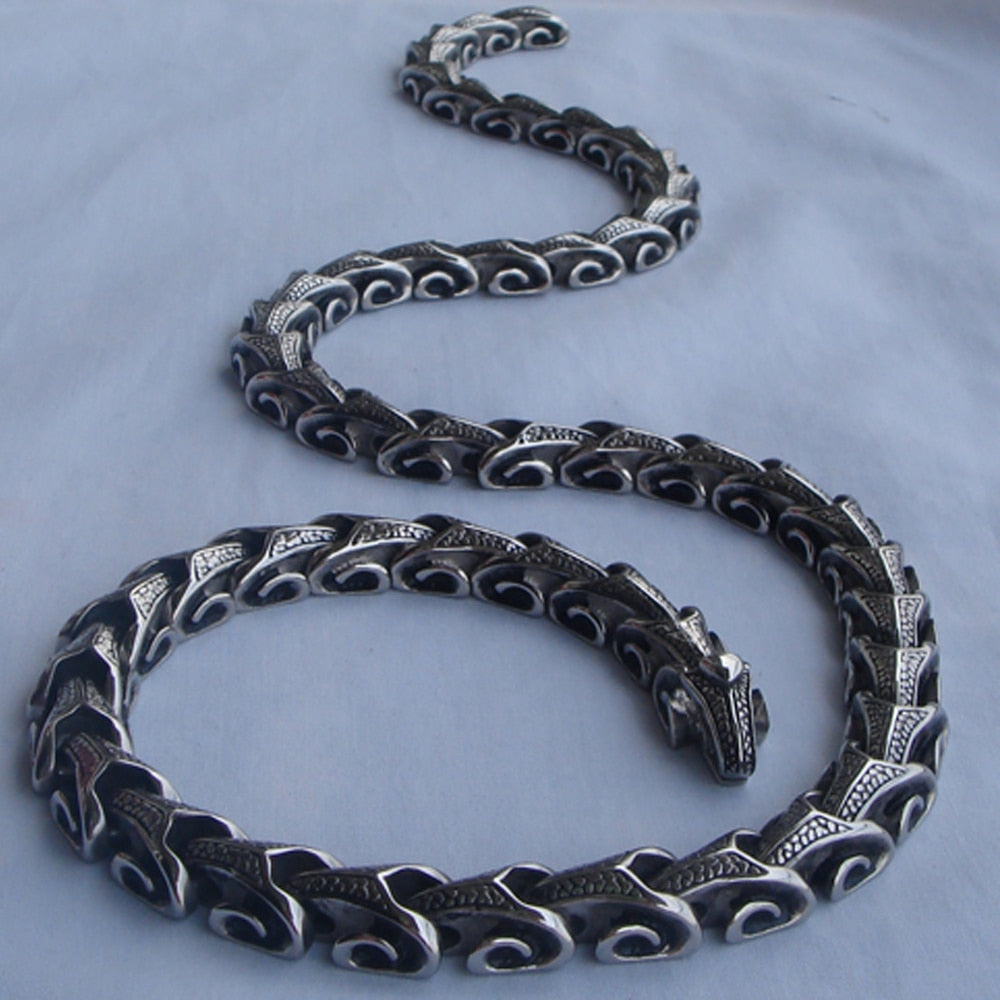 LONG VIKING JORMUNGANDR SCALE  LINK- STAINLESS STEEL - Forged in Valhalla