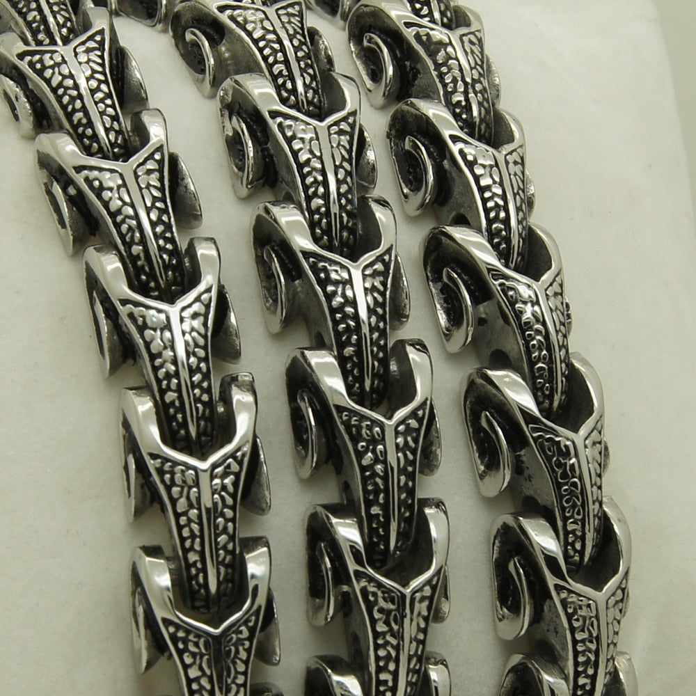 LONG VIKING JORMUNGANDR SCALE  LINK- STAINLESS STEEL - Forged in Valhalla