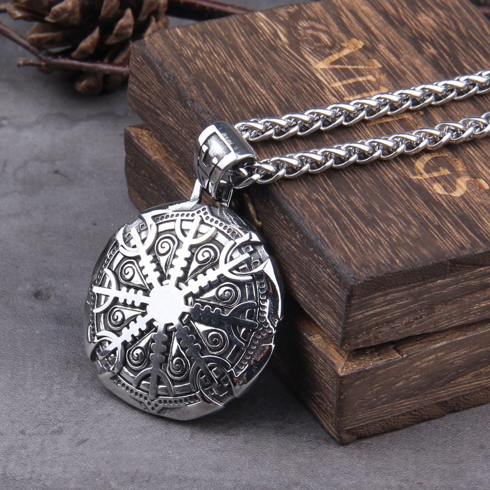 HELM OF AWE RUNE PENDANT - STAINLESS STEEL