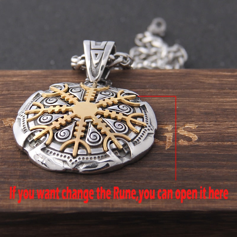 HELM OF AWE RUNE PENDANT - STAINLESS STEEL