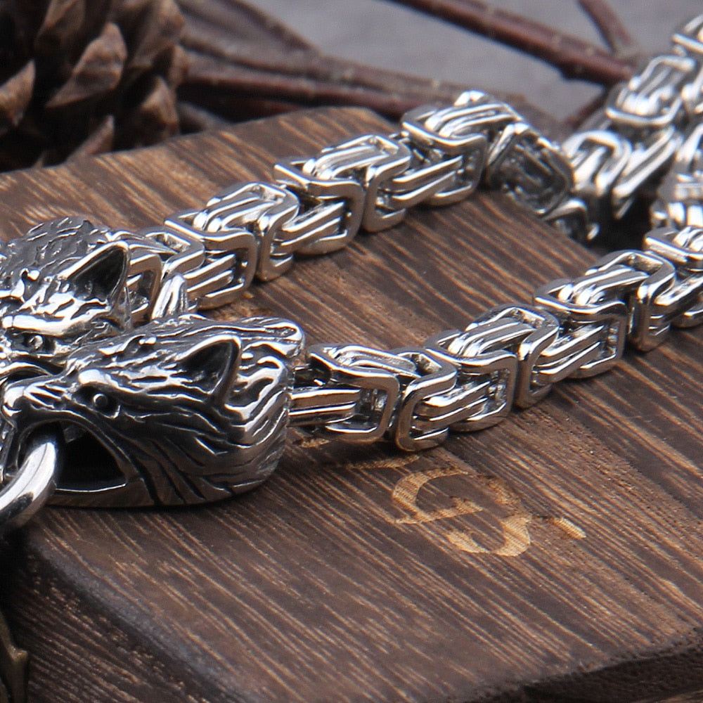 FENRIR'S BITE RING HEAVY CHAIN WITH MJÖLNIR - STAINLESS STEEL - Forged in Valhalla