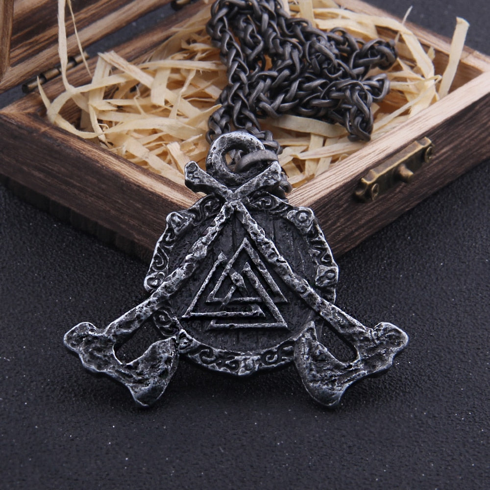 VALKNUT/ DUAL AXES PENDANT- STAINLESS STEEL - Forged in Valhalla