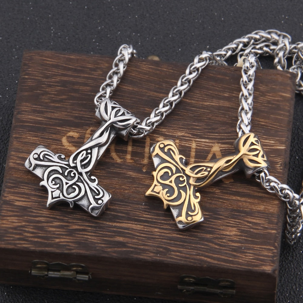 MIXED GOLD MJOLNIR, THORS HAMMER- STAINLESS STEEL - Forged in Valhalla