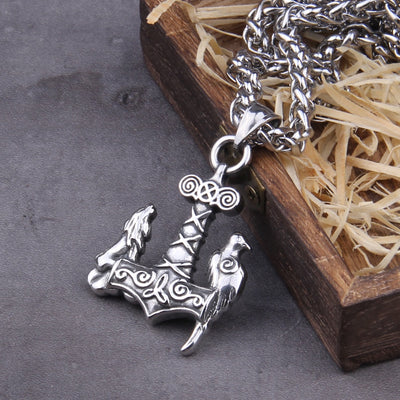 ODINS COMPANIONS, RAVENS & WOLVES- PENDANT- STAINLESS STEEL - Forged in Valhalla