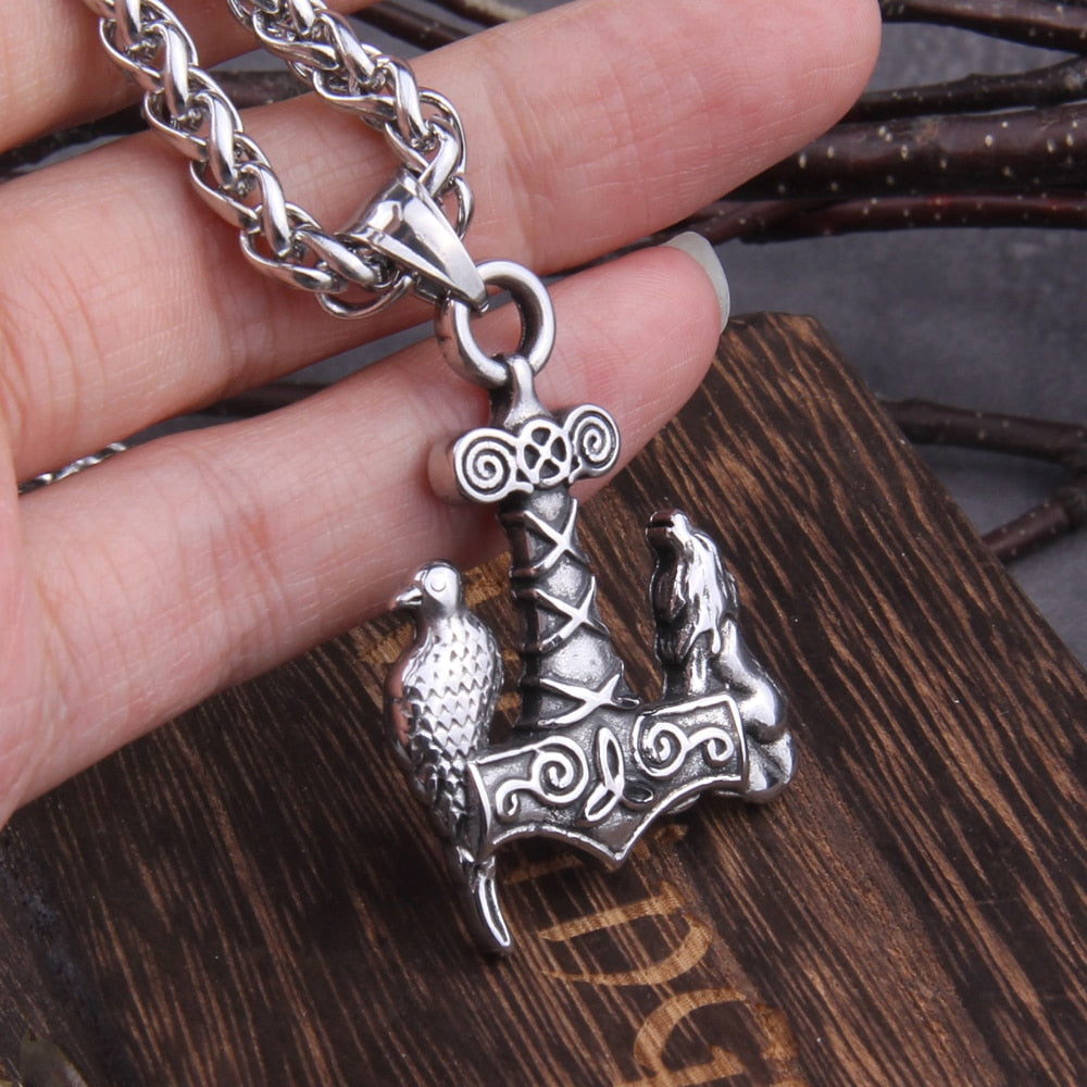 ODINS COMPANIONS, RAVENS & WOLVES- PENDANT- STAINLESS STEEL - Forged in Valhalla