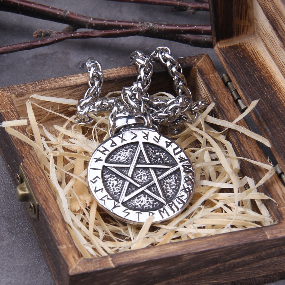 RUNIC NORSE PENTACLE PROTECTION CHARM- STAINLESS STEEL - Forged in Valhalla