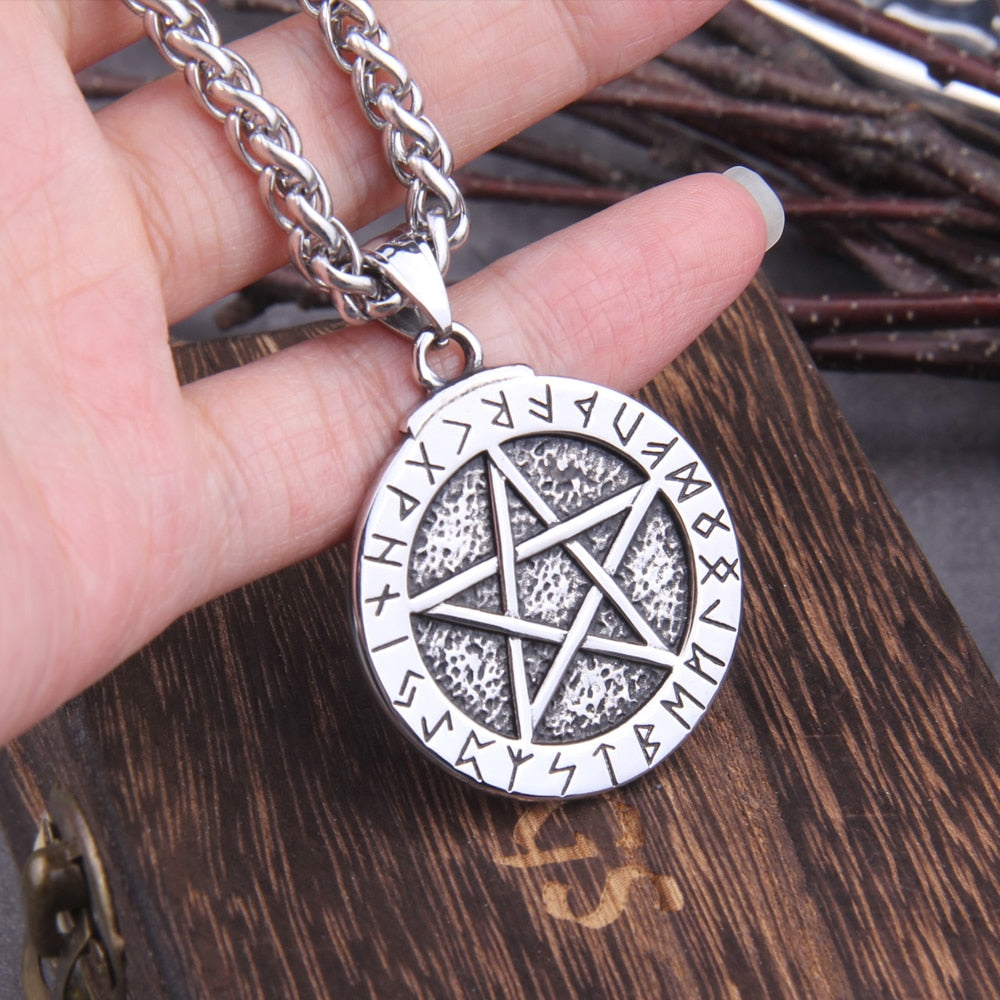 RUNIC NORSE PENTACLE PROTECTION CHARM- STAINLESS STEEL - Forged in Valhalla