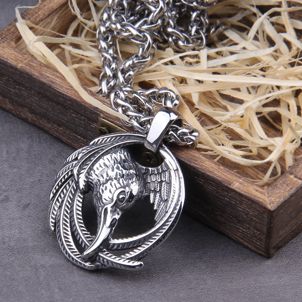 ODINS RAVEN WATCHER PENDANT- STAINLESS STEEL - Forged in Valhalla