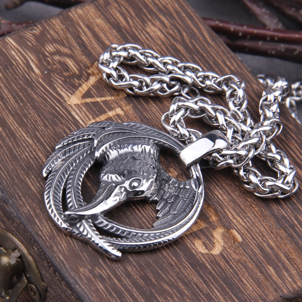 ODINS RAVEN WATCHER PENDANT- STAINLESS STEEL - Forged in Valhalla