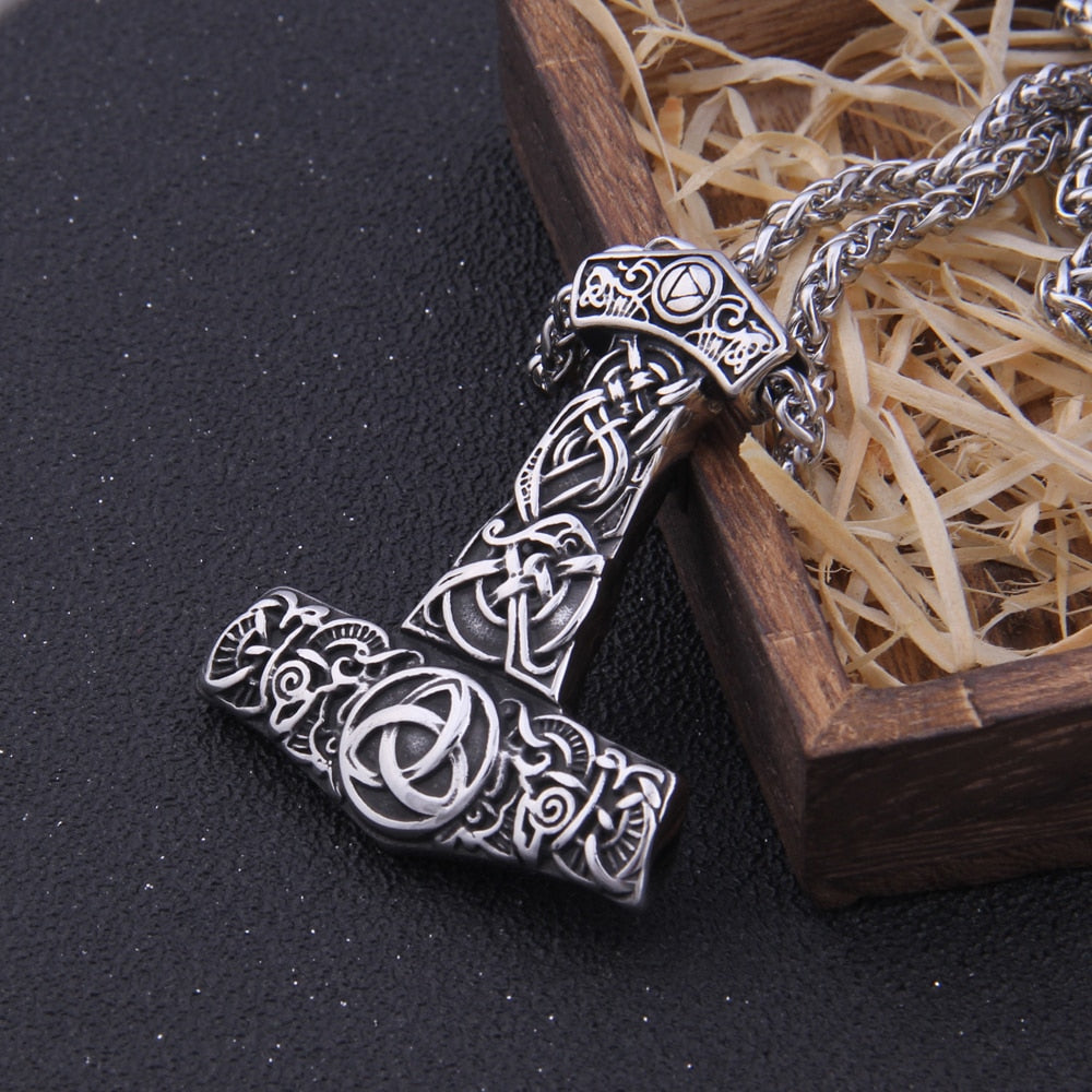 CELTRIC KNOT MJOLNIR HAMMER PENDANT- STAINLESS STEEL - Forged in Valhalla