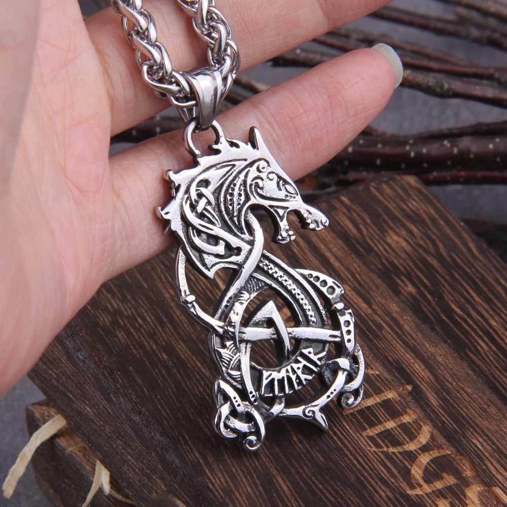 RUNIC JORMUNGANDR THE MIDGARD SERPENT PENDANT- STAINLESS STEEL - Forged in Valhalla