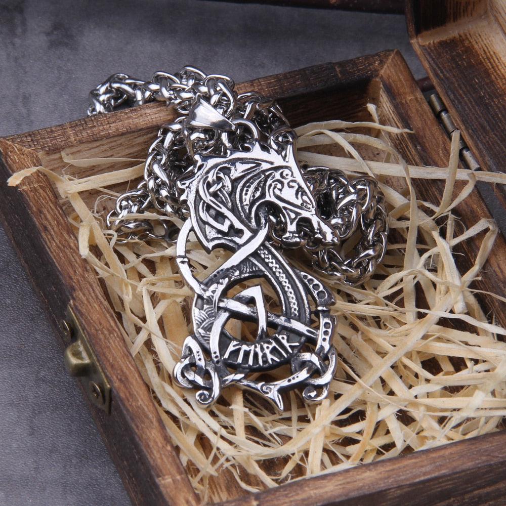 RUNIC JORMUNGANDR THE MIDGARD SERPENT PENDANT- STAINLESS STEEL - Forged in Valhalla