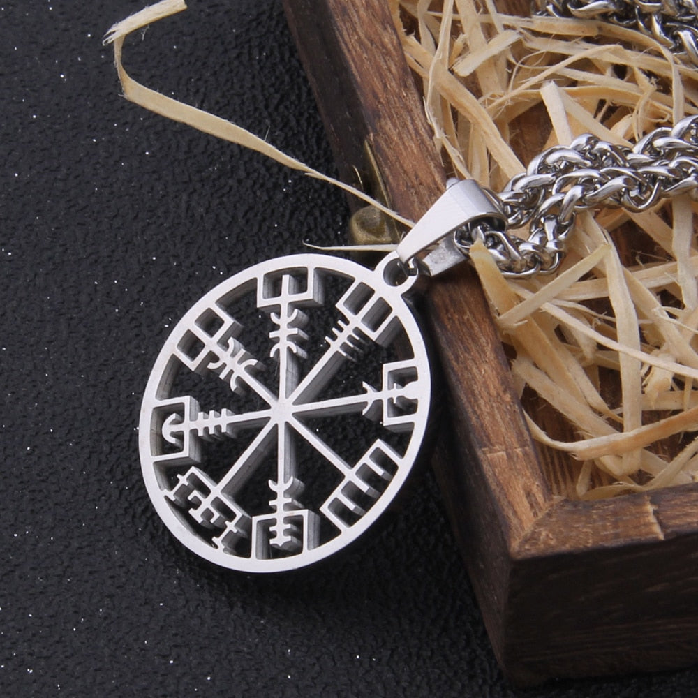 VEGVISIR - SYMBOL OF VIKING COMPASS PENDANT- STAINLESS STEEL - Forged in Valhalla