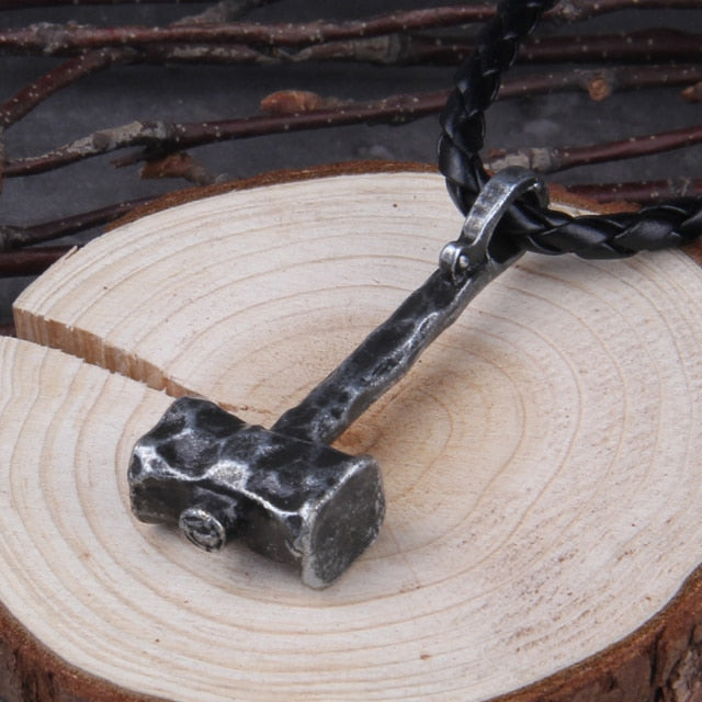 MODERN THORS HAMMER (Mjölnir) WITH LEATEHR ROPE- ALLOY - Forged in Valhalla