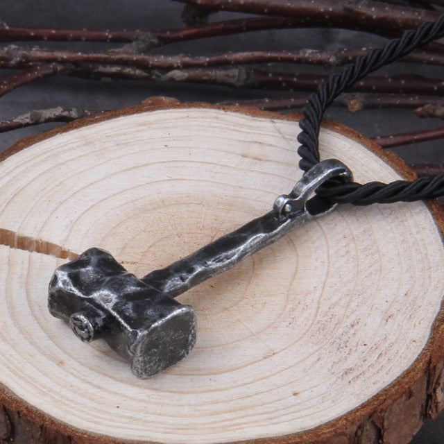 MODERN THORS HAMMER (Mjölnir) WITH LEATEHR ROPE- ALLOY - Forged in Valhalla