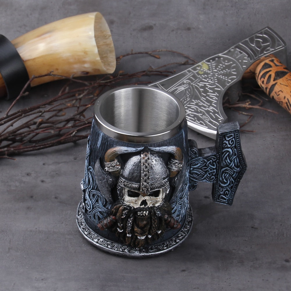 THORS HAMMER DRINKING TANKARD- STAINLESS STEEL - Forged in Valhalla