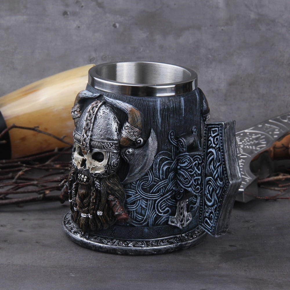 THORS HAMMER DRINKING TANKARD- STAINLESS STEEL - Forged in Valhalla