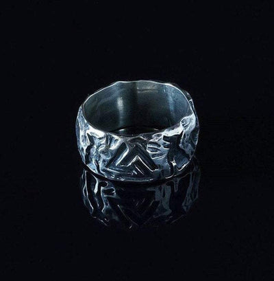 HAMMERED VALKNUT BAND - STAINLESS STEEL - Forged in Valhalla