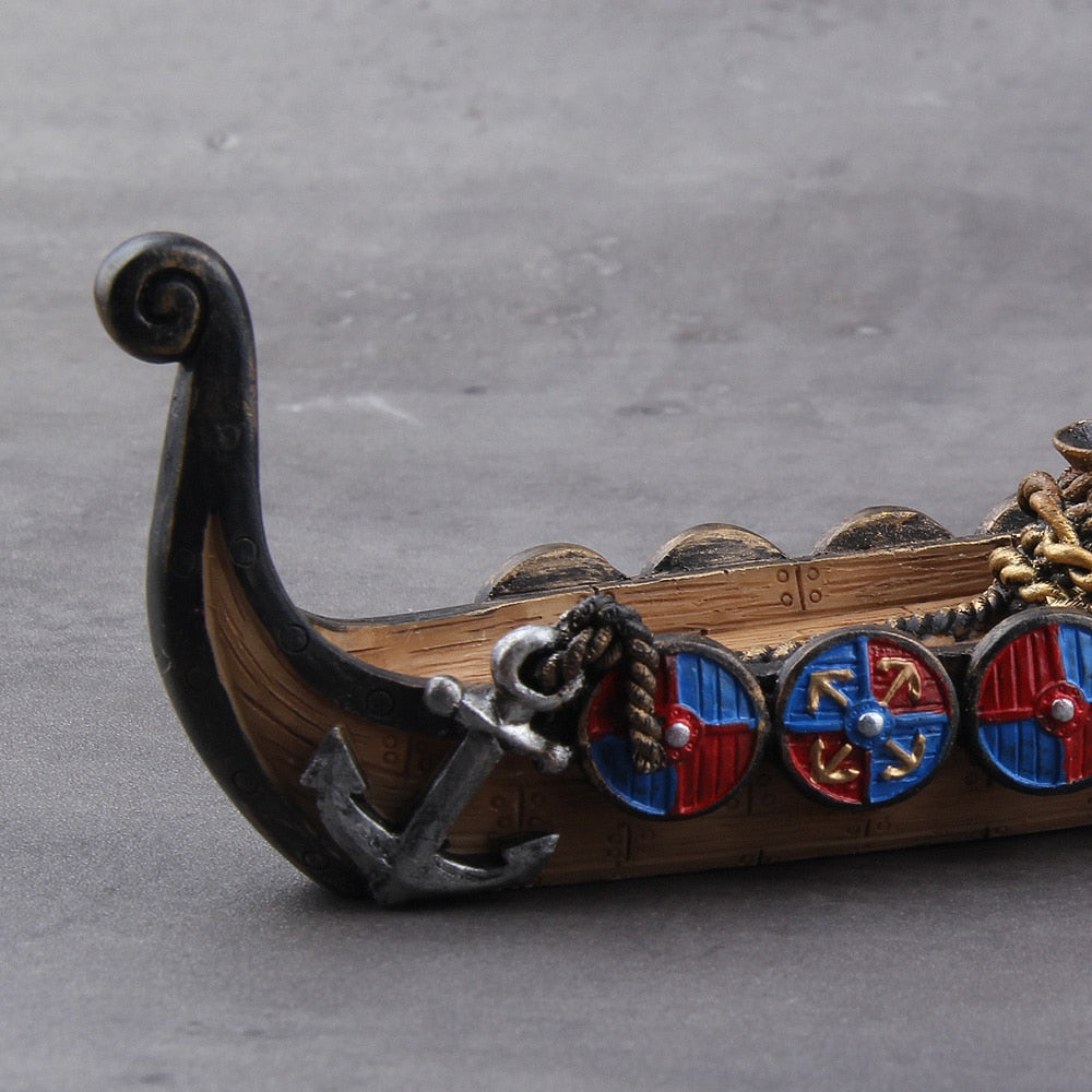 VIKING DRAGON LONGBOAT INCENSE BURNER- WATERFALL STYLE - Forged in Valhalla